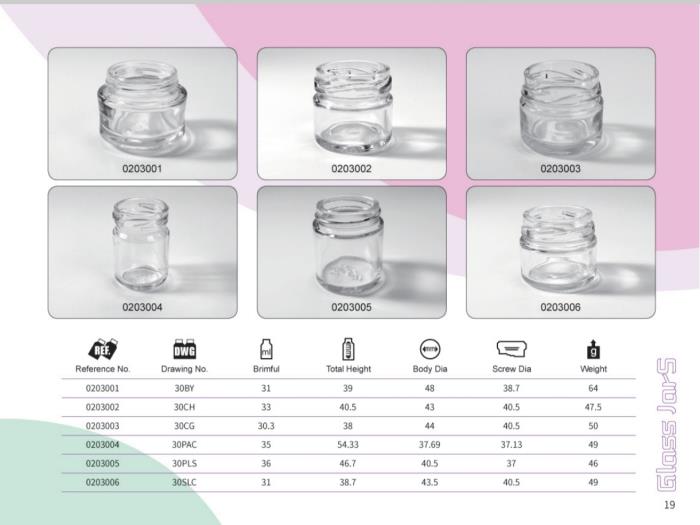 Clear Glass Food Jars 30ml - 35ml